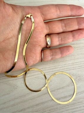Vintage 18k Solid Yellow Gold Herringbone Necklace